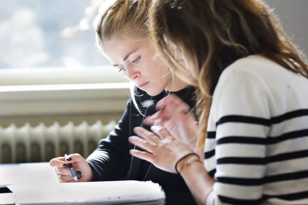 Två studenter som sitter och pluggar. Foto: Kennet Ruona. 